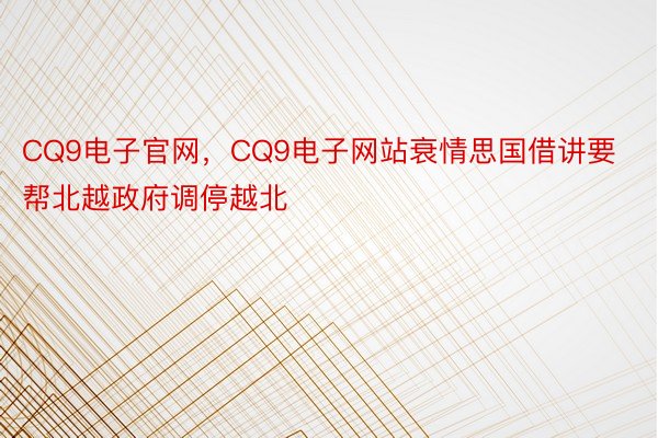 CQ9电子官网，CQ9电子网站衰情思国借讲要帮北越政府调停越北
