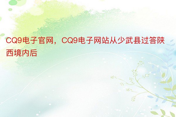 CQ9电子官网，CQ9电子网站从少武县过答陕西境内后