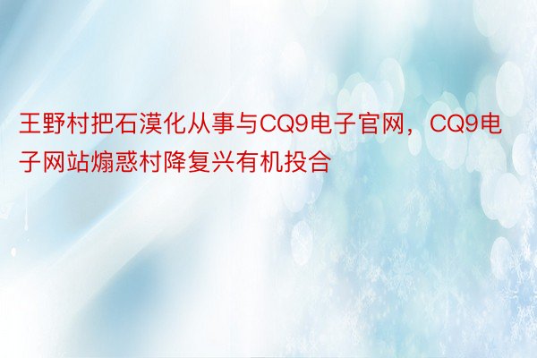 王野村把石漠化从事与CQ9电子官网，CQ9电子网站煽惑村降复兴有机投合