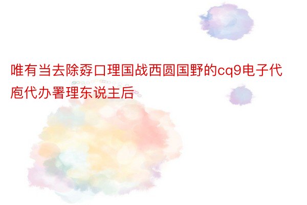 唯有当去除孬口理国战西圆国野的cq9电子代庖代办署理东说主后